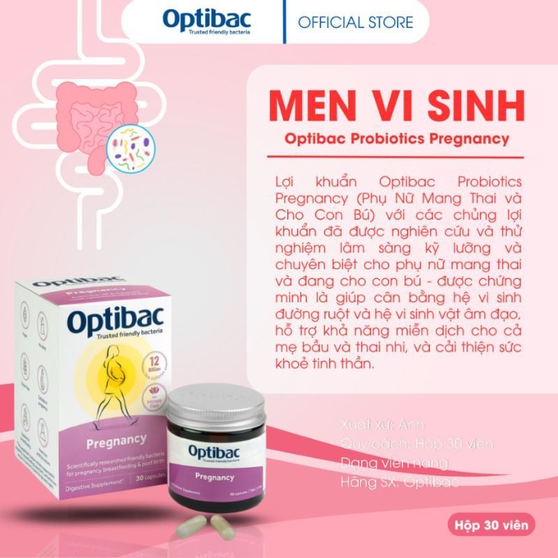 Men vi sinh Optibac Pregnancy - Giải pháp bổ sung lợi khuẩn cho phụ nữ mang thai và cho con bú, hộp 30 viên