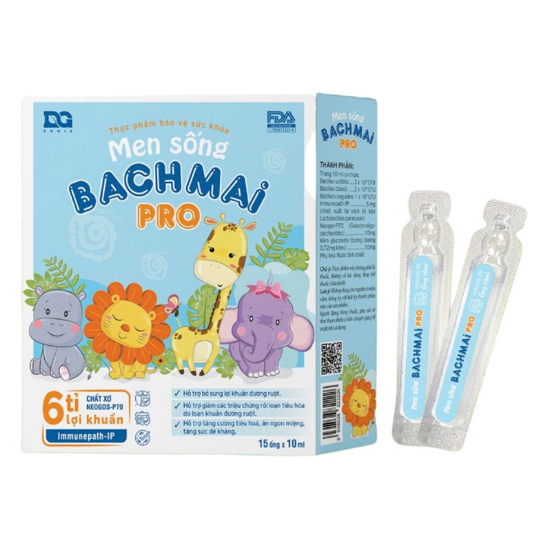 Men Sống Bạch Mai Pro 6 Tỷ Lợi Khuẩn - Giải Pháp Số 1 Cho Bé  Biếng Ăn, Rối Loạn Tiêu Hoá, Hộp 15 ống 10ml