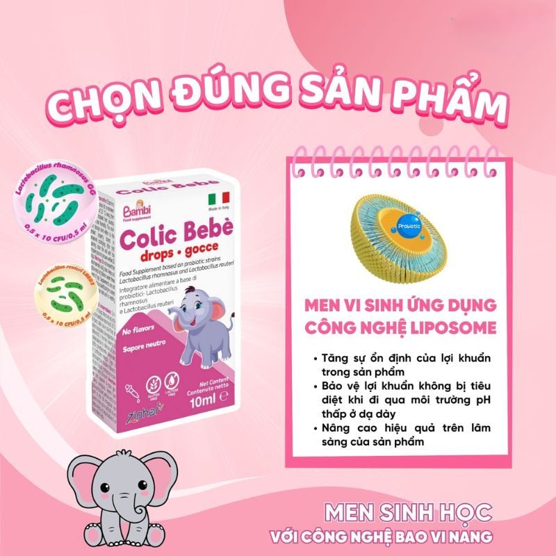 Men vi sinh Colic BeBè - Hỗ trợ cải thiện hệ vi sinh đường ruột, rối loạn tiêu hoá ở trẻ, nhập khẩu từ Châu Âu