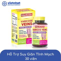 MediUSA Varicose Veins - Hỗ trợ điều trị suy giãn tĩnh mạch hiệu quả, hộp 30 viên