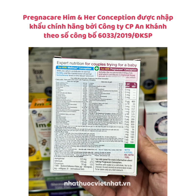Viên uống tăng khả năng thụ thai Pregnacare Him & Her Conception, hộp 30 viên cho nữ (bổ trứng) và 30 viên cho nam- Nhập khẩu chính hãng