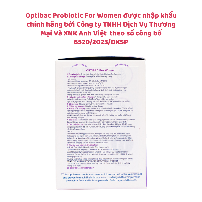 Optibac Probiotic For Women (Optibac tím) mẫu mới, men vi sinh phụ khoa số 1 từ Anh Quốc - nhập khẩu chính hãng