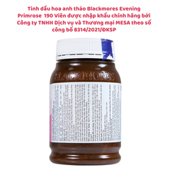 Tinh dầu hoa anh thảo Blackmores Evening Primrose - Hỗ trợ làm đẹp da, cân bằng nội tiết (190 viên)