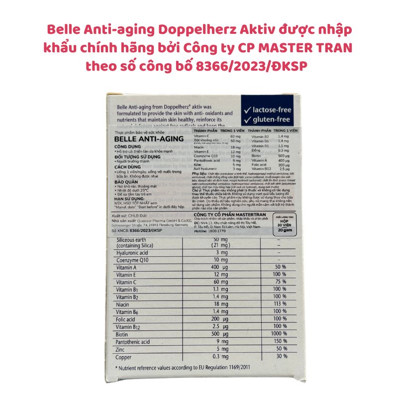Viên uống Belle Anti-aging Doppelherz Aktiv của Đức - Giải pháp chống lão hoá da hiệu quả, hộp 30 viên
