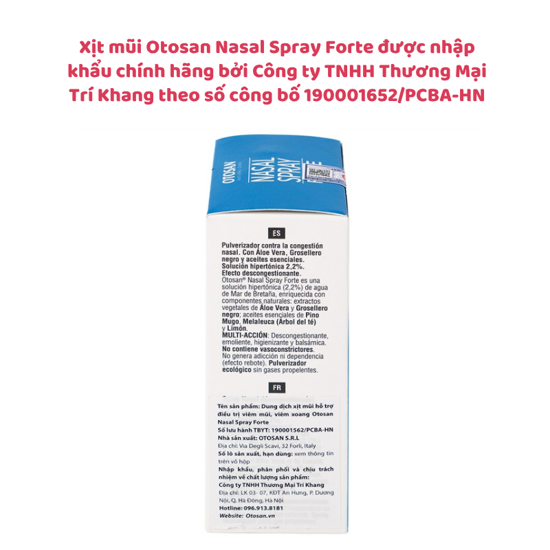 Xịt mũi người lớn Otosan Nasal Spray Forte giúp hết tắc nghẹt mũi, sổ mũi
