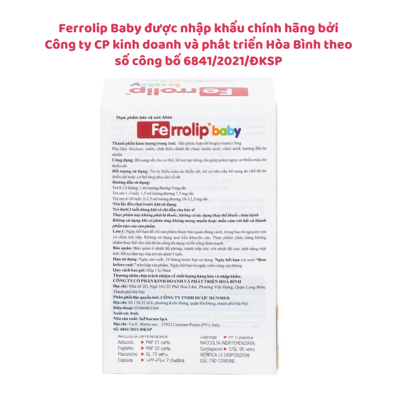 Sắt hữu cơ Ferrolip Baby - Hỗ trợ giảm nguy cơ thiếu máu, thiếu sắt ở trẻ em