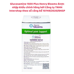 Viên uống bổ xương khớp Glucosamine 1500 Plus - Henry Blooms của Úc, tăng tiết dịch khớp, bảo vệ màng sụn khớp, giảm viêm khớp