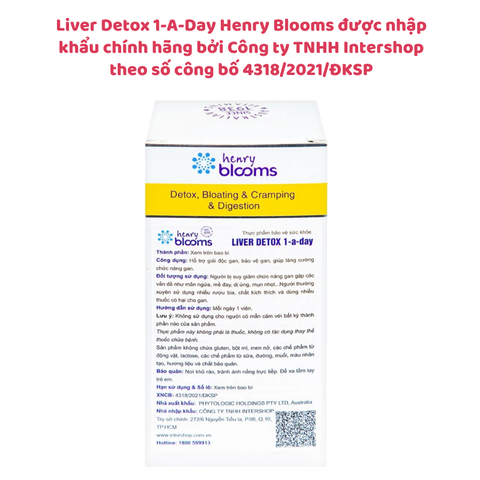 Viên uống Liver Detox 1-A-Day Henry Blooms giải độc gan, bảo vệ gan, giúp tăng cường chức năng gan (hộp 30 viên)