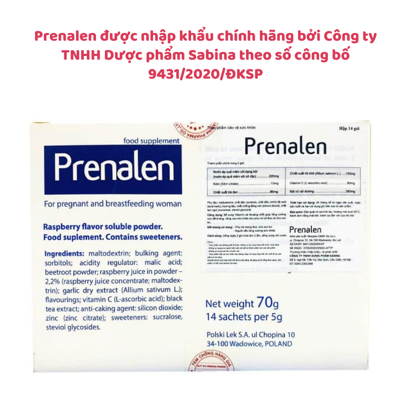 Prenalen, giúp tăng đề kháng và ngăn ngừa, giảm triệu chứng cúm cho bà bầu 70g