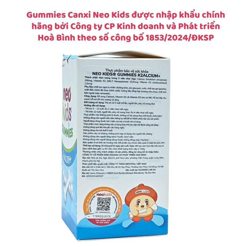 Gummies Canxi Neo Kids - Kẹo canxi cho bé vị sữa chua