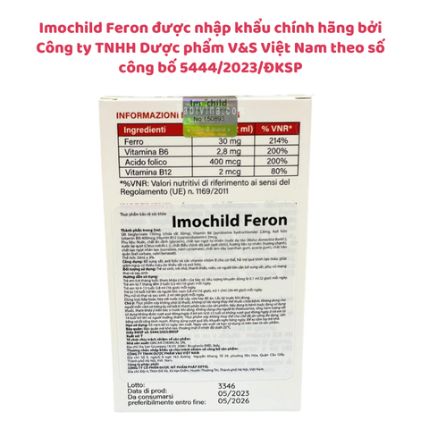 Imochild Feron - Giải Pháp Bổ Sung Sắt Hữu Cơ , An Toàn Hiệu Quả Cho Trẻ Sơ Sinh Và Trẻ Nhỏ, chai 30ml
