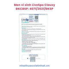 LiveSpo Clausy, bào tử lợi khuẩn kháng đa kháng sinh, cân bằng hệ vi sinh vật đường ruột, hộp 10 ống