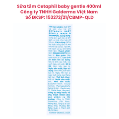 Sữa tắm gội cho trẻ em Cetaphil baby gentle 400ml