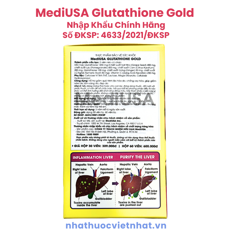 Viên Uống Trắng da MediUSA Glutathione Gold - Bí Quyết Cho Làn Da Trắng Sáng, Rạng Ngời