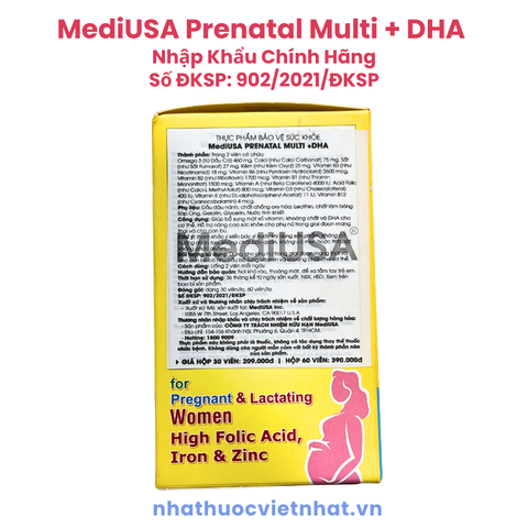 Vitamin Tổng Hợp Cho Bà Bầu MediUSA Prenatal Multi + DHA - Đồng Hành Cùng Thai Kỳ Khỏe Mạnh