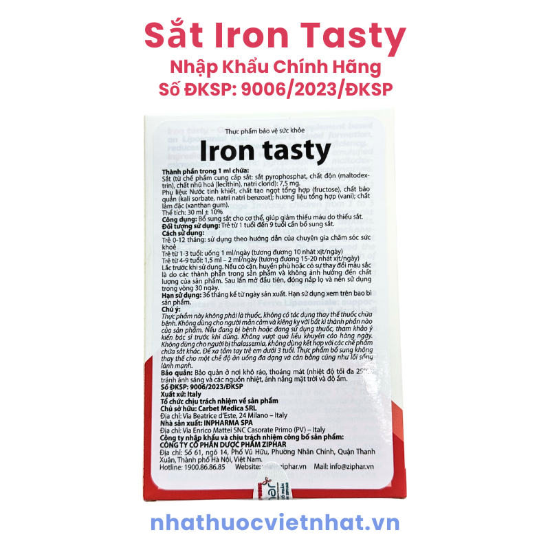 Sắt Nhỏ Giọt Iron Tasty Từ Ý - Giải Pháp Toàn Diện Cho Trẻ Thiếu Máu Thiếu Sắt, Chai 30ml