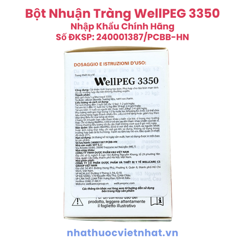 Bột nhuận tràng WellPEG 3350 giúp giảm táo bón an toàn và hiệu quả cho trẻ em và người lớn (Hộp 30 gói)