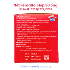 Sắt Femalto Dạng Ống - Bổ Sung Sắt Hữu Cơ Cho Trẻ Từ 0 Tháng Tuổi