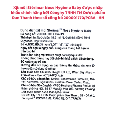 Xịt mũi Cá heo màu vàng Stérimar Nose Hygiene Baby - Giải pháp vệ sinh mũi cho trẻ sơ sinh, Chai 50ml