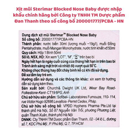 Xịt mũi cá heo màu cam Sterimar Blocked Nose Baby - Giảm nghẹt mũi, sổ mũi cho trẻ từ 3 tháng tuổi, Chai 50ml