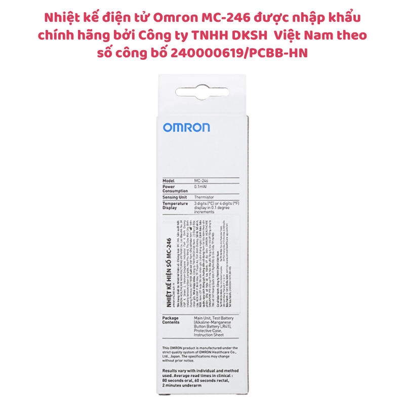 Nhiệt kế điện tử đo thân nhiệt Omron MC-246 của Nhật, đo nhiệt độ cơ thể nhanh, chính xác +-0.1°C, lưu kết quả đo