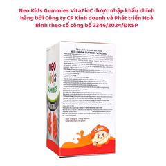 Kẹo dẻo Neo Kids Gummies VitaZinC Bổ Sung Kẽm Hữu Cơ  Và Vitamin Cho Bé Khoẻ Mạnh Toàn Diện, Lọ 60 Viên