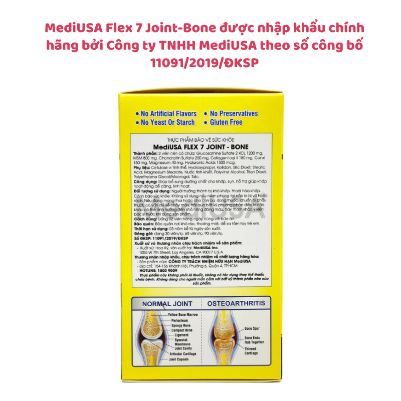 Viên bổ xương khớp MediUSA Flex 7 Joint-Bone - Giải pháp toàn diện cho sức khỏe xương khớp, Hộp 30 viên