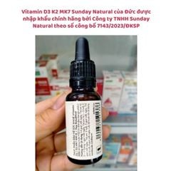 Vitamin D3 K2 MK7 Sunday Natural hỗ trợ tăng chiều cao cho bé của Đức, chai 20ml