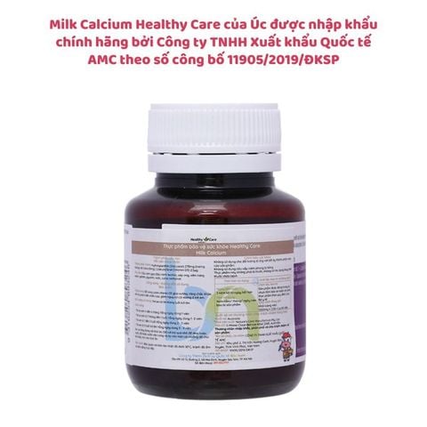 Viên uống canxi sữa Milk Calcium Healthy Care Úc 60 viên cho bé từ 4 tháng