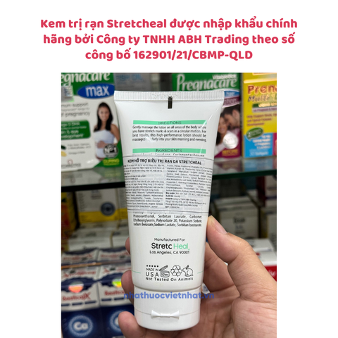 Kem trị rạn Stretcheal - Ngăn ngừa và làm mờ rạn da an toàn, hiệu quả cho bà bầu và sau sinh, tuýp 180ml