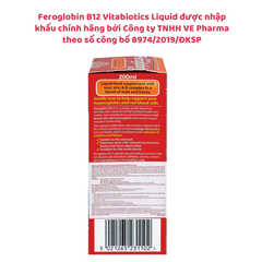 Sắt Feroglobin B12 Vitabiotics Liquid bổ sung sắt hữu cơ, vitamin và khoáng chất cho trẻ em và người lớn, chai 200ml