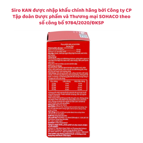 Siro KAN - Bí Quyết Tăng Sức Đề Kháng, Giảm Ốm Vặt Cho Trẻ, Chai 120ml
