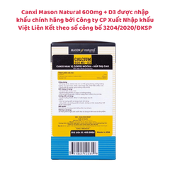 Viên Nhai Canxi Mason Natural 600mg + D3 Vị Coffee Mocha (100 viên) - Hỗ Trợ Xương Chắc Khỏe