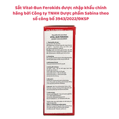 Sắt Vital-Bun Ferokids Chính Hãng Italia - Giải Pháp Tối Ưu Phòng Ngừa Thiếu Máu Do Thiếu Sắt Cho Trẻ Từ 0 Tháng Tuổi