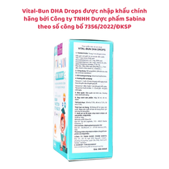 Vital-Bun DHA Drops Chính Hãng - Bổ Sung DHA, Hỗ Trợ Phát Triển Não Bộ Và Thị Lực Cho Trẻ Từ 0 Tuổi