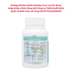 Ginkgo Biloba 2000 Healthy Care Từ Úc - Giảm Đau Đầu, Chóng Mặt và Mất ngủ, Hộp 100 Viên