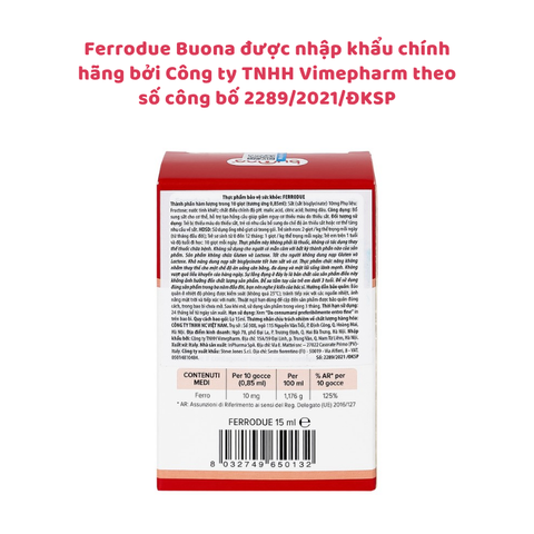 Ferrodue Buona - Bổ sung sắt hữu cơ dạng nhỏ giọt cho bé nhập khẩu từ Ý
