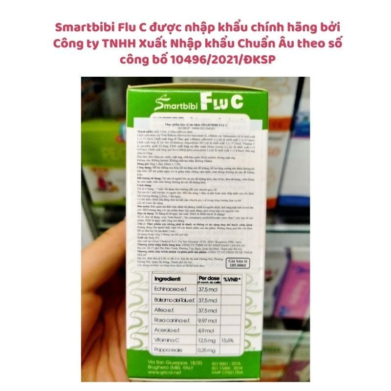 Smartbibi Flu C - Hỗ trợ giảm cảm lạnh, cảm cúm, nhập khẩu từ Ý