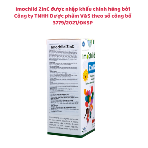 Imochild ZinC - Bổ sung kẽm, tăng cường sức đề kháng, cải thiện tiêu hoá ở trẻ (100ml)