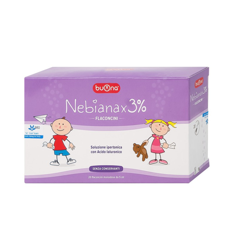 Dung dịch nước muối ưu trương nhỏ mũi Nebial 3% flaconcini/ Nebianax 3% flaconcini, giảm nghẹt, giảm viêm