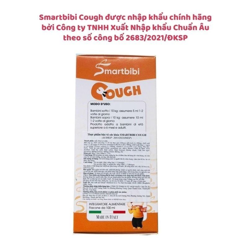 Siro ho cảm cho bé Smartbibi Cough, nhập khẩu từ Ý