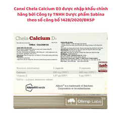 Canxi Chela Calcium D3 - Bổ sung Canxi Hữu Cơ Cho Bà Bầu Và Sau Sinh, Hộp 30 Viên