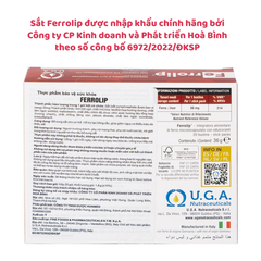 Sắt sinh học Ferrolip cho bà bầu và người thiếu máu, nhập khẩu từ Ý (Hộp 20 gói)