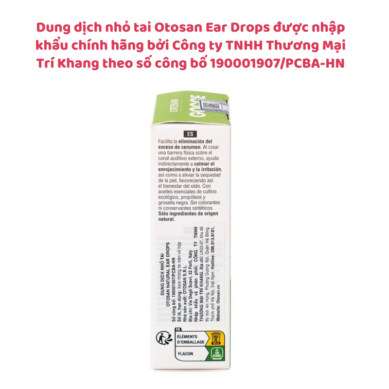 Dung dịch nhỏ tai Otosan Ear Drops giúp kháng khuẩn, chống viêm và giảm đau tai, lọ 10ml