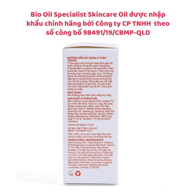 Dầu giảm rạn da và làm mờ sẹo Bio Oil Specialist Skincare Oil,  chai 125ml