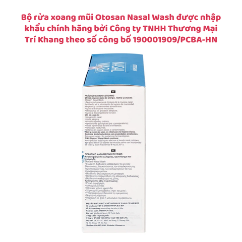 Bộ rửa xoang mũi Otosan Nasal Wash (1 kít + 30 gói) làm sạch sâu, hồi phục chứng viêm mũi dị ứng