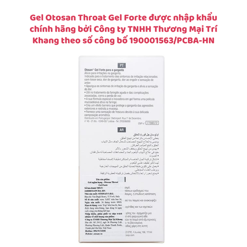 Gel Otosan Throat Gel Forte giúp giảm ho, giảm đau họng, điều trị viêm họng cấp tính, nhập khẩu từ Ý