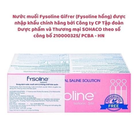 Nước muối sinh lý Fysoline hồng vệ sinh tai, mũi, mắt hằng ngày cho trẻ sơ sinh và trẻ nhỏ, hộp 40 ống x 5ml