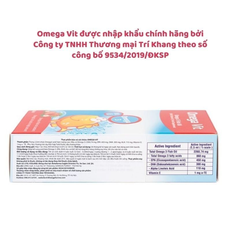 Siro Omega Vit, bổ sung Omega 3 (DHA và EPA) hỗ trợ phát triển não bộ và thị lực cho trẻ