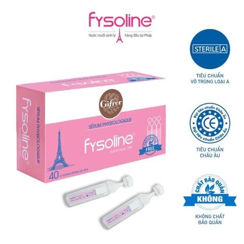 Nước muối sinh lý Fysoline hồng vệ sinh tai, mũi, mắt hằng ngày cho trẻ sơ sinh và trẻ nhỏ, hộp 40 ống x 5ml